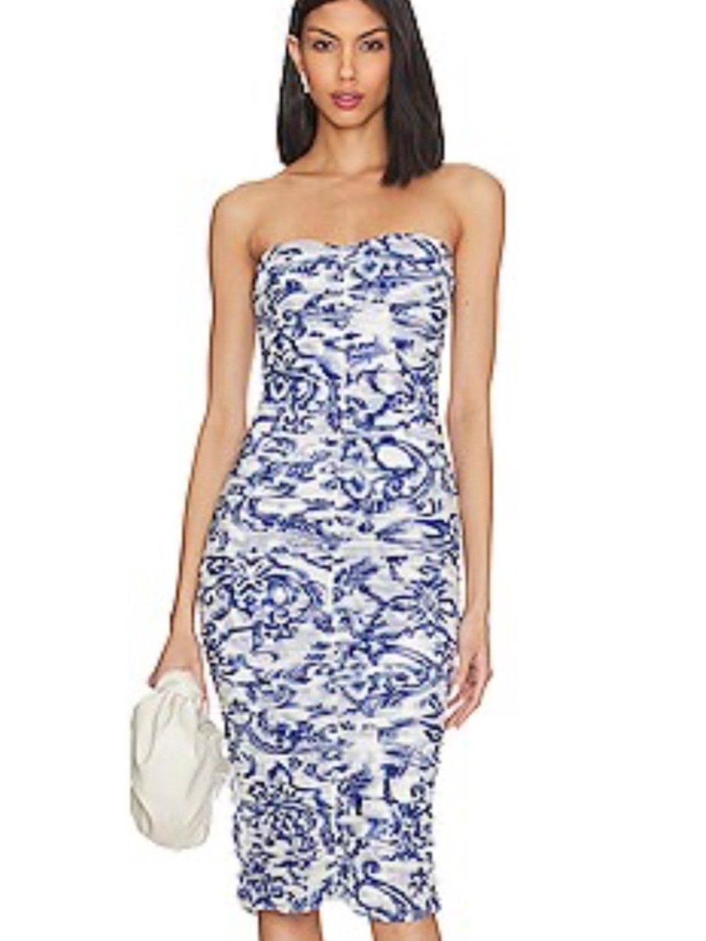 J CREW STRAPLESS Blue and White Printed Bodycon Dress!! 8